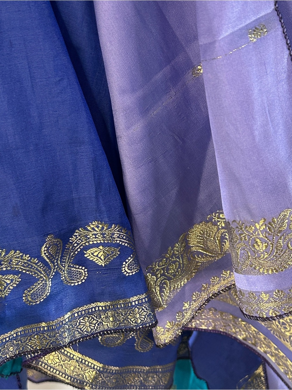 100% Silk Sari Handmade Handkerchief Skirt Boho Smocked Pixie Fairy Peacock⁠ - Picture 2 of 12